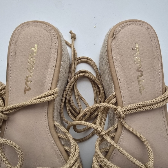 Novus Boho Tan Neutral Espadrilles Ankle Ties Sandals - Picture 5 of 11